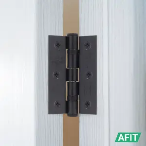 AFIT Matt Black Door Hinges - 3 Inch / 76mm  Internal Fire Door Hinges - 10 Pairs