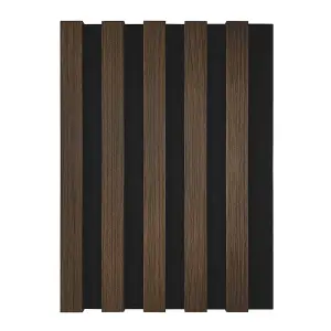 Walnut Laminate Acoustic Wall Panel 2400mm x 600mm (Black Felt)