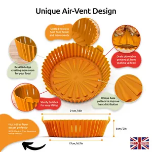 WAFE Round Air Fryer Liner for Tower and Ninja Air Fryer (Set of 2) Orange