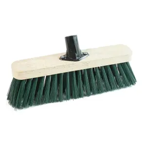 2x 12" Wooden Handle Green Strong PVC Bristle Sweeping Brooms For Cleaning Hard Floors