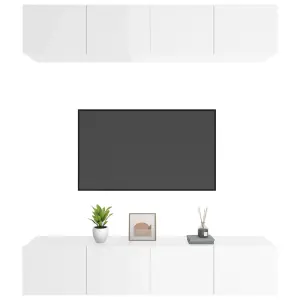 Berkfield TV Cabinets 4 pcs High Gloss White 80x30x30 cm Engineered Wood