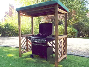 Dorchester BBQ Shelter (Green Roof Cover) - W170 x D100 x H196 - Fully Assembled - Green