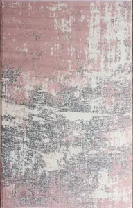 Blush Pink Grey Distressed Abstract Living Room Rug 160x230cm