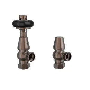 Rinse Bathrooms Chelsea Traditional Angled TRV Thermostatic Radiator Valves Antique Copper