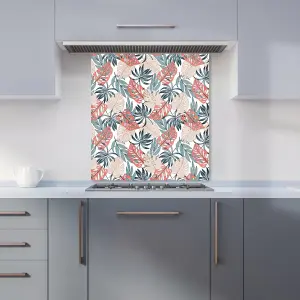 Tropical Leaf Pattern Premium Glass Kitchen Splashback W700mm x H750mm