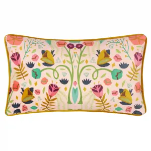 Kate Merritt Riverside Botanics Floral Velvet Piped Feather Filled Cushion