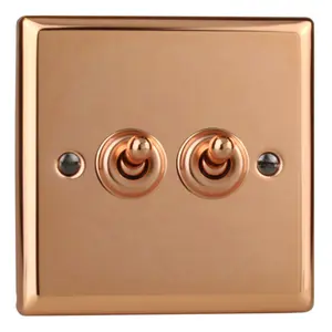 Varilight 2-Gang 2-Way 10A Toggle Switch Polished Copper