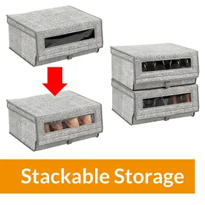 Convenient Shoe Storage Solution Instant Organization Stackable Design - Clever Hinged Lid with Clear Window