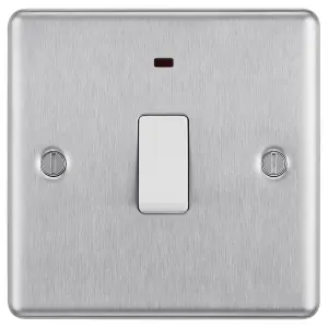 GoodHome 20A Rocker Raised rounded Control switch with LED indicator Steel effect