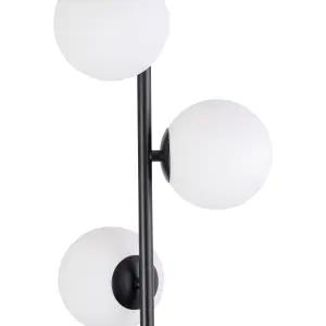 First Choice Lighting Black Floor Lamp with Opal Globe Shades