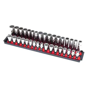 Ernst 8453 2-Rail Twist Lock 3/8" Socket Boss Storage Organiser Rail 18" Red