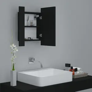 Berkfield LED Bathroom Mirror Cabinet Black 40x12x45 cm