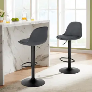 Kovary Swivel Adjustable Height Stool (Set of 2) Dark Grey