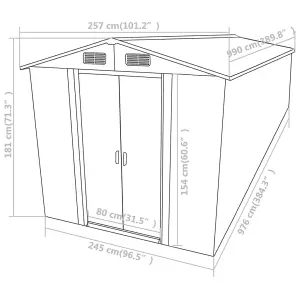 vidaXL Garden Shed Grey 257x990x181 cm Galvanised steel