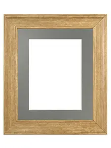 Scandi Oak Frame with Dark Grey Mount for Image Size 24 x 16 Inch