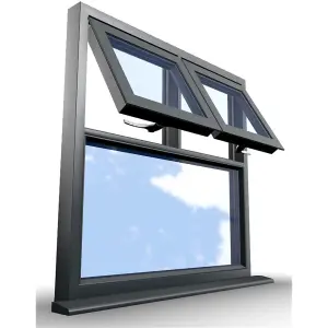 1145mm (W) x 995mm (H) Aluminium Flush Casement - 2 Top Opening Windows - Anthracite Internal & External