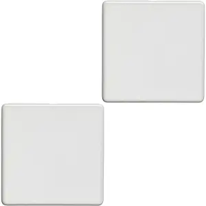 2 PACK Single SCREWLESS MATT WHITE Blanking Plate Round Edged Wall Hole Cover