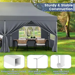 Costway 3M x 6M Pop up Canopy Tent Garden Gazebo Canopy Sun Shelter W/ 6 Sidewalls