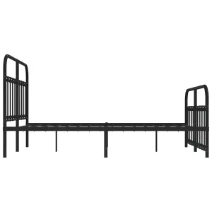 Berkfield Metal Bed Frame with Headboard and Footboard Black 150x200 cm