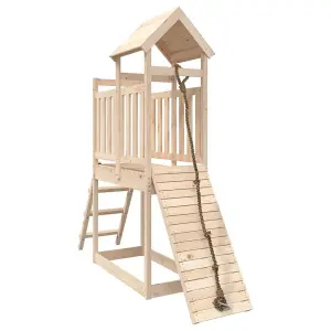 Berkfield Playhouse with Climbing Wall Solid Wood Pine