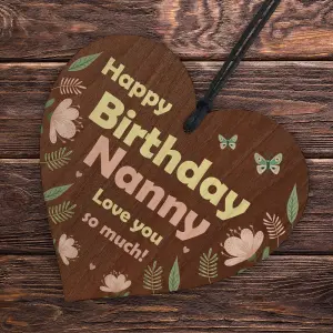 Red Ocean Birthday Gifts For Nanny Wooden Hanging Heart Nanny Gifts From Granddaughter Grandson Keepsake