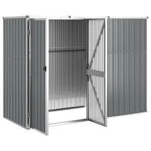 Alfeus Garden Tool Shed Grey 225x89x161 cm Galvanised Steel