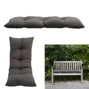 Outdoor Dark Grey Rectangular Garden Sofa Tufted Bench Seat Cushion