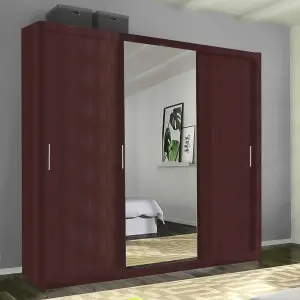 Sliding Wardrobes 4U Meldon Tripple Sliding Door Wardrobe in 6 Colors White, Black, Grey, Oak, Wenge & Walnut - W2500mm, H2170mm