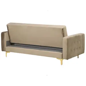 Modular Velvet Living Room Set Sand Beige ABERDEEN