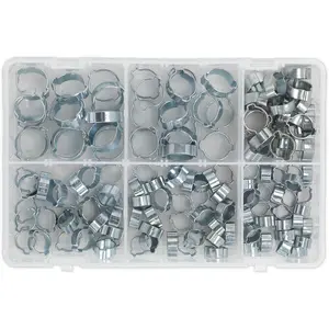 140 Piece Zinc Plated O-Clip Assortment - Double Ear Fasteners - Various Sizes