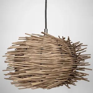 Vintage Nest Designed Natural Brown Rattan Wicker Ceiling Pendant Light Shade