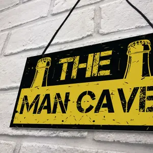 Rustic THE MAN CAVE Sign Garage Shed Plaque Funny Gift For Him Men Keepsake