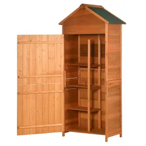 Outsunny 84x52cm Wooden Garden Shed Outdoor Shelves Utility Tool Storage Cabinet