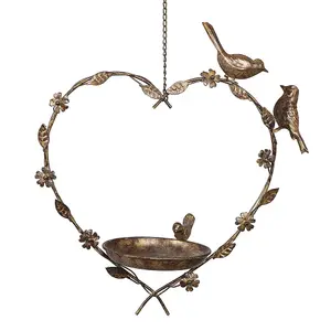 Vintage Hanging Heart Facing Garden Bird Feeder Bird Dish