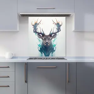 Stag Face Splashart Premium Glass Kitchen Splashback W900mm x H650mm