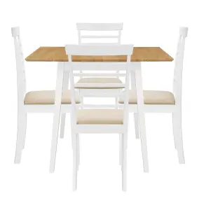 Hallowood Furniture Ledbury Drop Leaf Rectangular Table with 4 Chairs in White Painted and Oak Finish