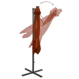 Berkfield Cantilever Umbrella with Pole and LED Lights Terracotta 250 cm