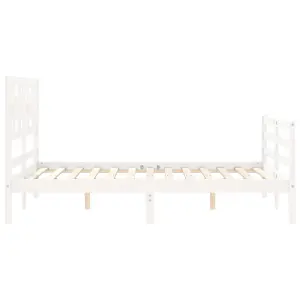 Berkfield Bed Frame with Headboard White 120x200 cm Solid Wood