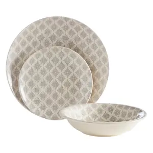 Maison by Premier Maya Grey And White 12 Pc Dinner Set