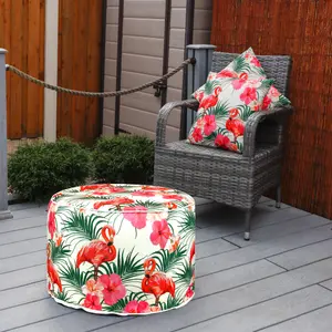 Gardenwize Pair of Outdoor Garden Sofa Chair Furniture Scatter Cushions- Flamingo Palm Print