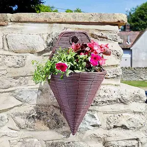 14'' Wall Mounted Hanging Basket Cone - Brown