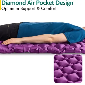 Lightweight Sleeping Mat Ultra Light Inflatable Camping Air Pad Waterproof 5.5cm - Purple