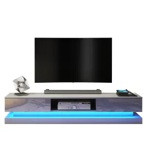 TV Unit 180cm Cabinet Stand Living Room High Gloss Doors - Dark Grey