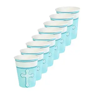 Paper Radiant Cross Party Cup (Pack of 8) Blue/White (One Size)