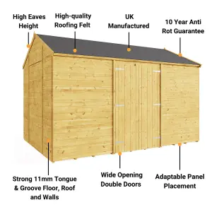 BillyOh Expert Tongue and Groove Reverse Apex Workshop - Pressure Treated - 12x8 - Windowless