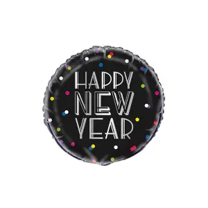 Unique Party Dotted New Year Foil Balloon Black/Silver (One Size)