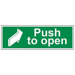 Push To Open Door Safety Sign - Self Adhesive Vinyl - 450x150mm (x3)