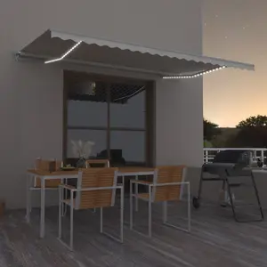 Berkfield Manual Retractable Awning with LED 500x350 cm Cream