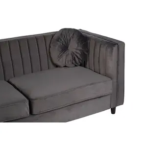 Interiors by Premier Farah 3 Seat Grey Velvet Sofa