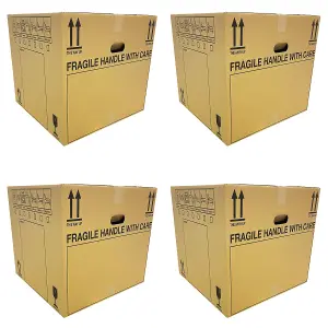 20 x Extra Large (21x21x16") Fragile Handle With Care Removal Cardboard Boxes With Carry Handles